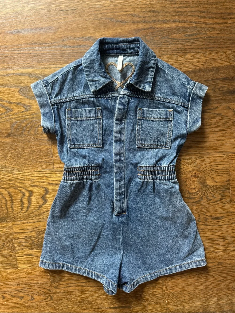 Rylee + Cru Utility Romper Indigo Denim Girls 6-7
